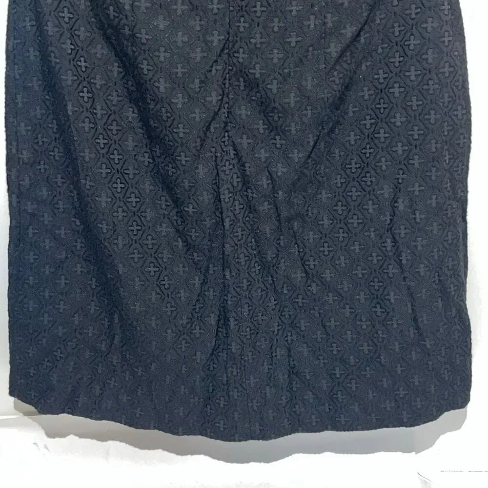 Donna Ricco Black Split Neck‎ Belted Short Sleeve Fit & Flare Dress Size 10